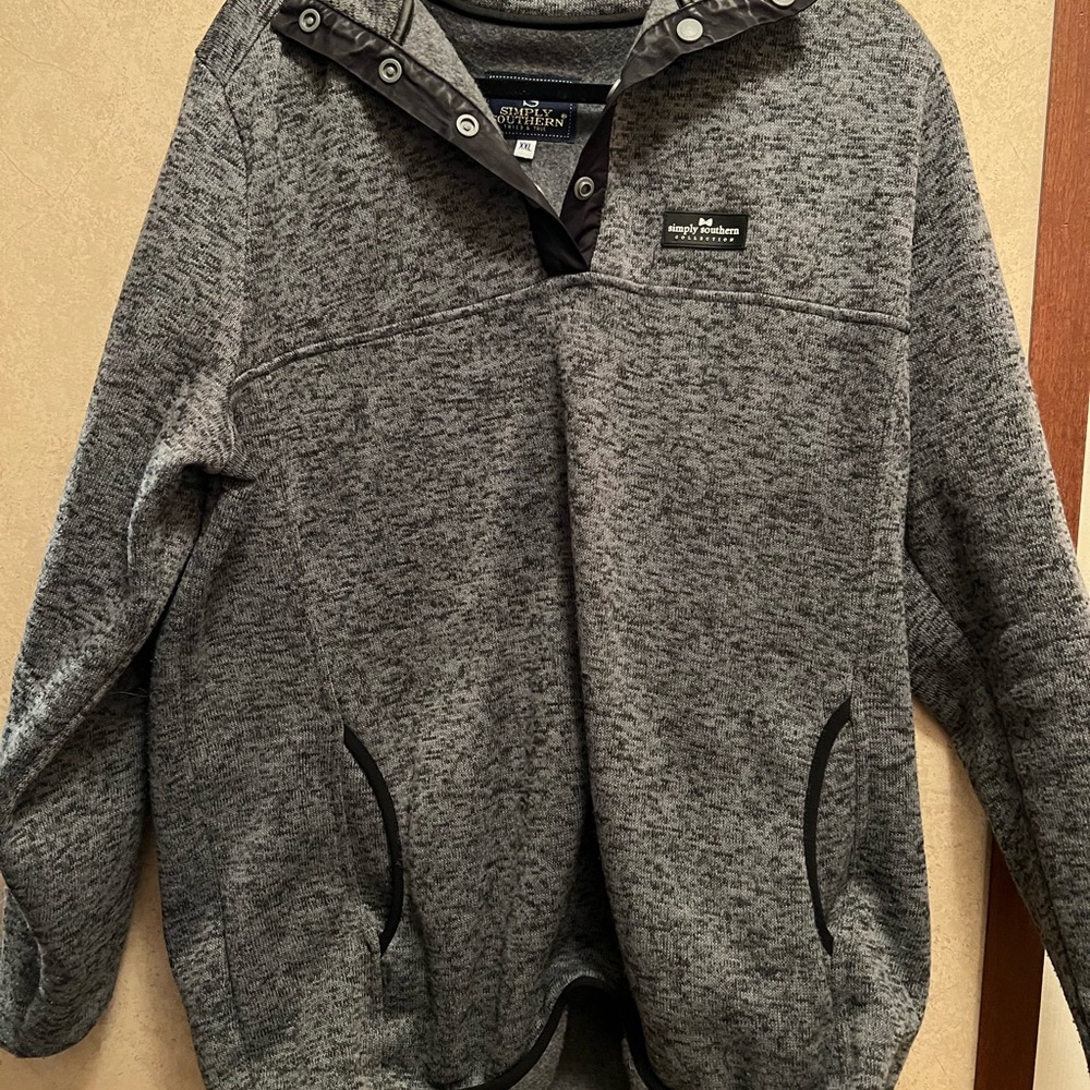 Simply Southern Grey/Black 2XL Pullover with Pockets